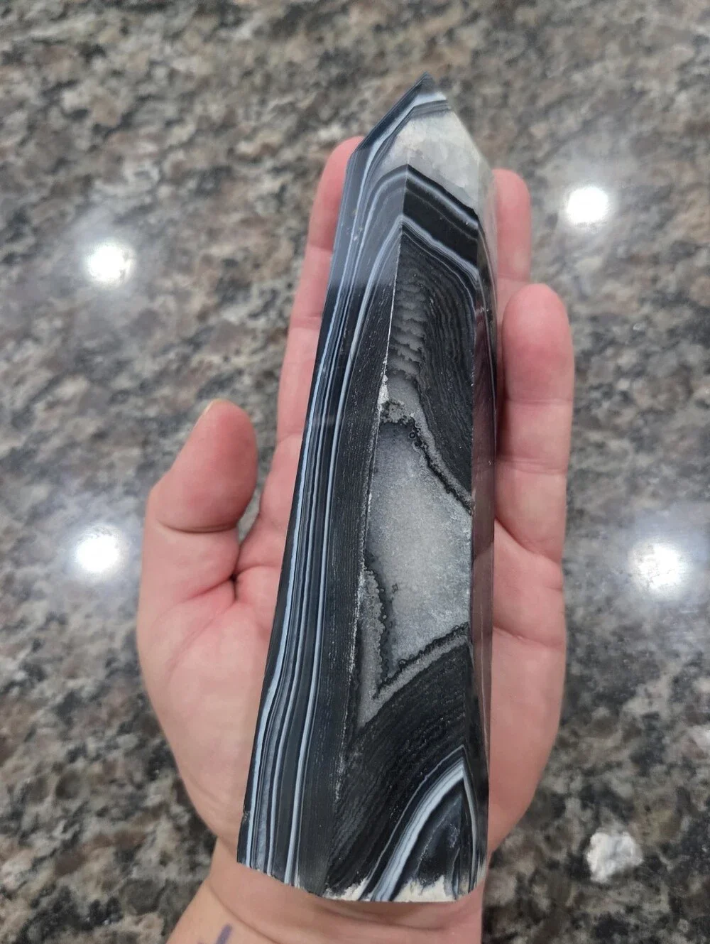 Natural Black Banded Sardonyx Crystal Obelisk Tower #4 New